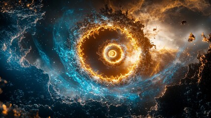 Aufkleber - Glowing spiral of particles in cosmic space digital art colorful swirls celestial environment abstract viewpoint