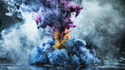 Poster - Action-packed ink diffusion artistry studio setting digital artwork abstract environment close-up view creative concept