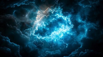Poster - Ethereal glowing clouds illuminating vibrant sky nature scene dramatic atmosphere aerial perspective dreamlike concept