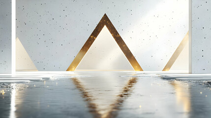 Poster - Golden Triangle 3D Abstract Background