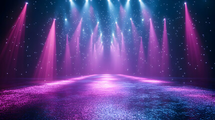 Poster - Purple and Blue Stage Lighting 3D Background