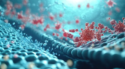 Poster - A cutting-edge representation of nanoscale drug delivery innovations, emphasizing precision medicine, with ample space for copy
