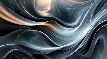 Poster - abstract background featuring flowing lines and gradients, with smooth dark transitions creating depth and contrast, 