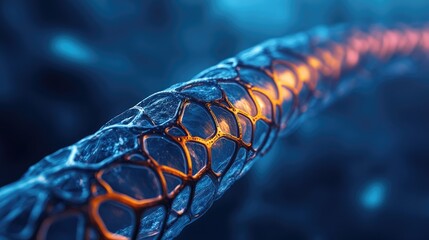 Poster - A detailed image of bioengineered stents used in cardiovascular treatments, with intricate design and space for text on the side.
