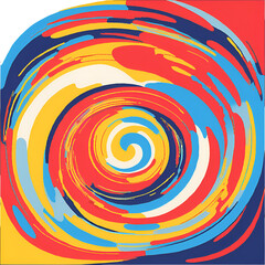 Poster - A vibrant abstract swirl of colors in red, blue, yellow, and white, creating a dynamic and energetic visual. Perfect for modern art, design projects, and creative backgrounds.