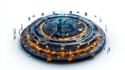 Poster - Futuristic Bitcoin Cryptocurrency Digital Technology Financial Growth Concept Background