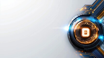 Poster - Futuristic Digital Technology Background with Illuminated Glowing Circuits and Shapes