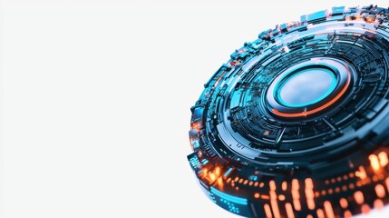 Poster - Futuristic Abstract Digital Technology Art Background with Fluid Geometric Shapes and Lights