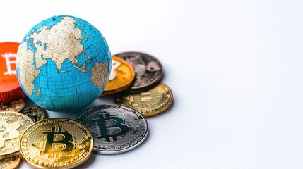 Aufkleber - Global Digital Financial Landscape with Bitcoin and Cryptocurrency