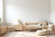 © Tatyana - Scandinavian Minimalist Nursery with Natural Wood Elements and Soft Lighting