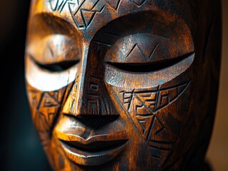 Wall Mural - close up of an african wooden mask