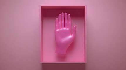 Poster - Pink Hand 3D Illustration in Minimalist Box