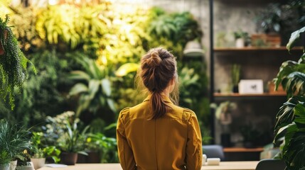 Canvas Print - Female CEO in eco-friendly workspace