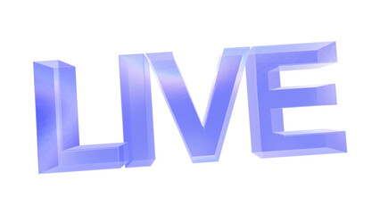 3d Live text with aberration effect isolated on a transparent background. Blue tone. 3d transparent elements for graphic design.