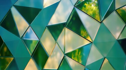 Poster - Glossy blue green triangles abstract background