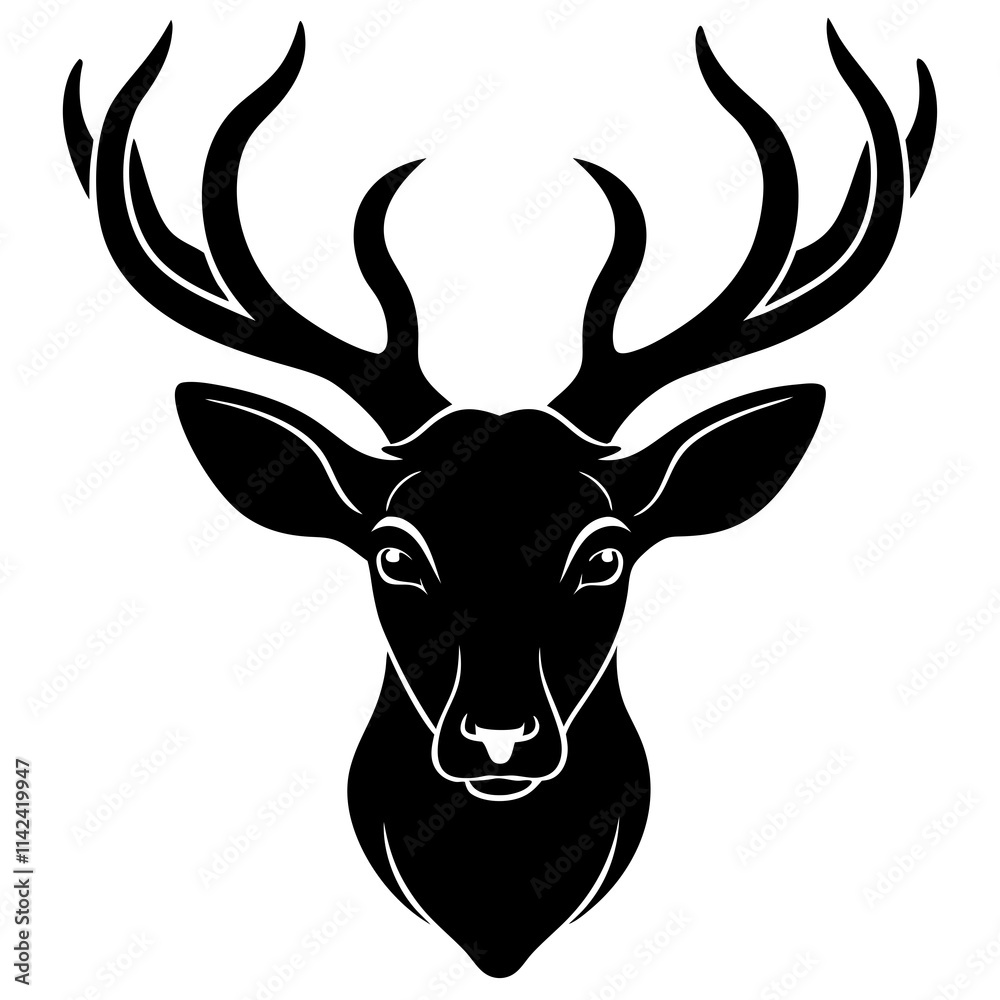 deer head vector silhouette on white background Stock Vector | Adobe Stock