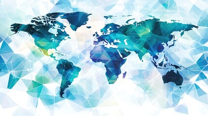 Poster - Abstract Colorful World Map with Geometric Shape Background