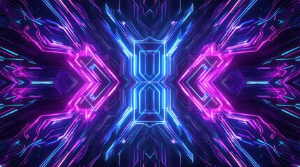 Poster - hi-tech motion graphic background, featuring sleek neon lines, glowing circuits, and dynamic digital waveforms in shades of blue, purple, 