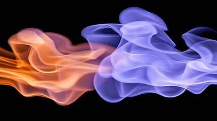 Poster - Abstract Colorful Smoke Waves on Black Background for Creative Use