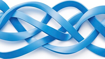 Poster - Abstract Blue Wavy Lines Intertwined Over White Background