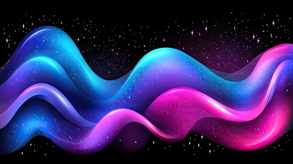 Poster - Colorful Abstract Wave Design with Stars and Cosmic Background
