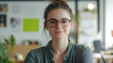 Poster - Young female entrepreneur at startup office