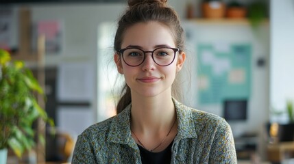 Poster - Young female entrepreneur at startup office