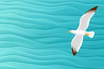 Poster - A minimalist illustration of a soaring bird with clean, flowing lines against a soft gradient background