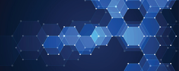 Aufkleber - Geometric hexagon abstract science and technology background