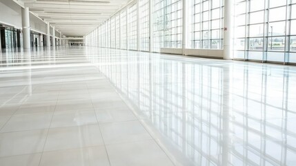Poster - Spacious Modern Interior with Polished Reflective Floor and Windows