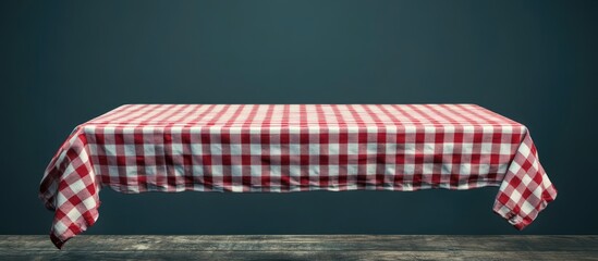 Poster - Checkered tablecloth on empty tabletop perfect for creative photomontage or product display applications