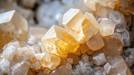 Poster - Calcite mineral texture showcasing beautiful natural crystalline formations and intricate details in a stunning abstract background