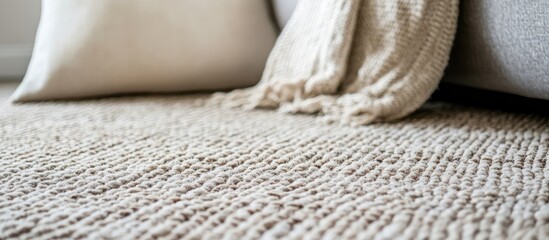Poster - Textured carpet on a clean background highlighting intricate design details and soft materials inviting home decor inspiration
