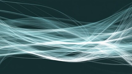 Poster - Ethereal Flow of Light Waves on a Dark Background for Abstract Art