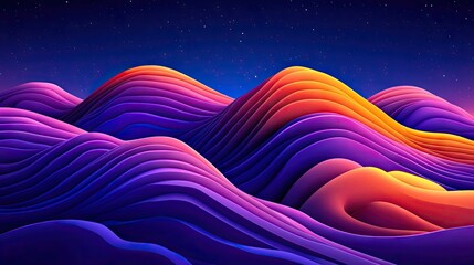 Poster - Vibrant Abstract Landscape with Colorful Wavy Forms and Gradients