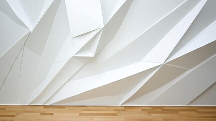 Poster - White Abstract Wall Design with Geometric Shapes and Texture