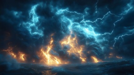 a stormy sky with a blue and orange sky