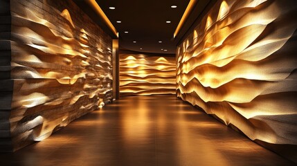 Poster - Elegant Hallway with Waves of Light and Texture on Walls