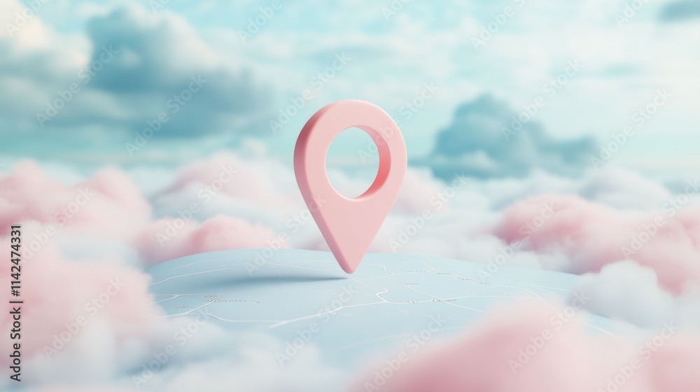 3D map location point marker of map or navigation pin icon sign on ...