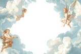 PNG Cloud borders with angel art archangel celestial.