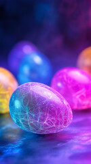 Leinwandbilder - Neon-lit easter eggs creating a vibrant and festive atmosphere, perfect for holiday celebrations