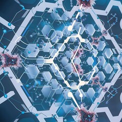 Poster - Modern futuristic background of the scientific hexagonal pattern virtual abstract background with particle molecule structure for medical technology chemistry science social network vector