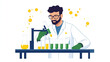 © Sofiia Bakh - Professor chemist in a lab on a white background, flat style illustration