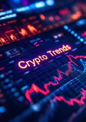 Aufkleber - Futuristic Crypto Trends on Digital Display with Blockchain Graphics