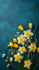 Poster - Spring blooms adding a lovely easter touch against a dark backdrop, symbolizing fresh starts and the happiness of the season