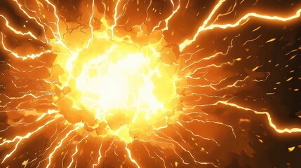 Poster - Explosive Energy Burst with Radiating Light and Shockwaves Captured in Stunning Detail for Visual Impact and Creative Projects