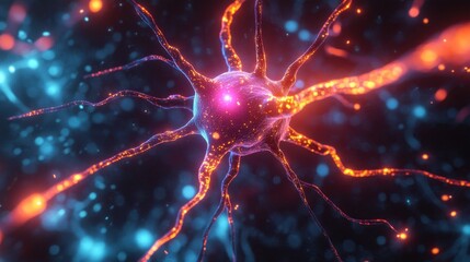 Poster - Colorful Neural Network Visualization with Glowing Neurons and Axons