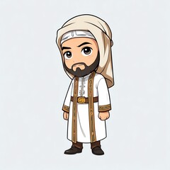 Sticker - Adorable Cartoon of a Man in Traditional Arab Clothing