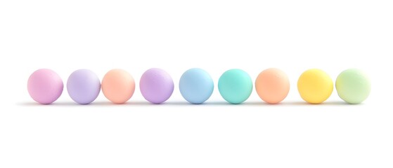 Aufkleber - Colorful Pastel Orbs Arranged in a Row on a Clean White Background for Creative Design, Bright, Playful, and Modern Aesthetic Appeal