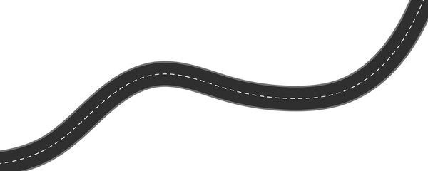 Flat roadway illustration isolated on white background.